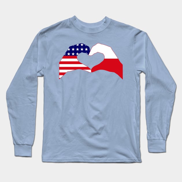 We Heart USA & Poland Patriot Flag Series Long Sleeve T-Shirt by Village Values